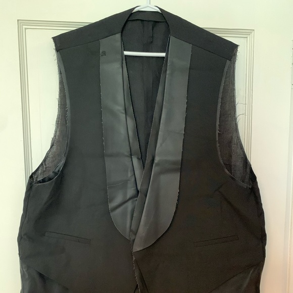 ASOS Longline Raw Cut Leather/Canvas Vest - Picture 1 of 3